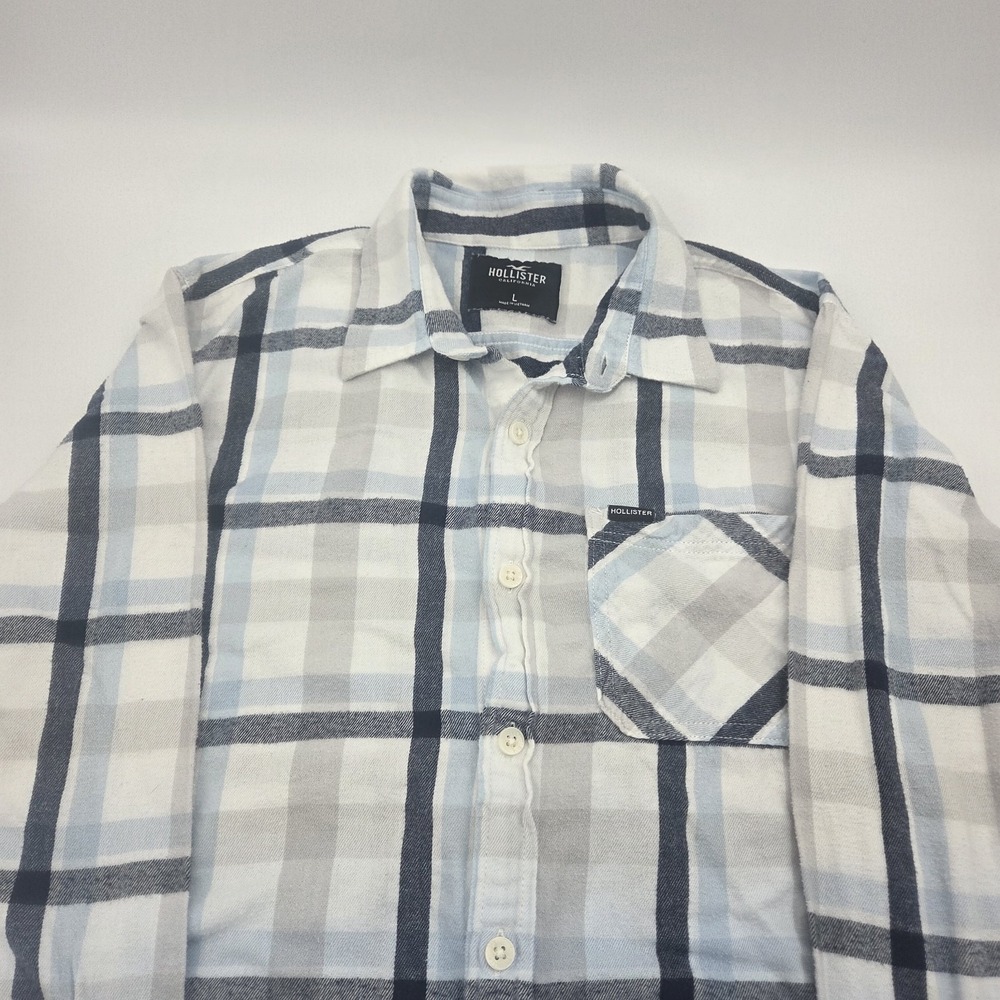 Hollister Shirt L Large Black Plaid Flannel Cotton Long Sleeve Shirt